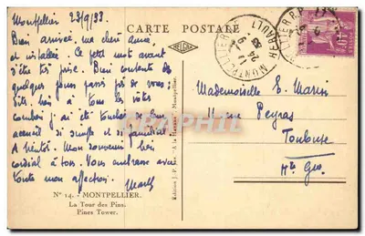 Wieża Św. Kryzogona — Montpellier — Wydawnictwo J.-P. Jus, nr 14 — Rewers
