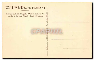 Interior da Ste-Chapelle — Oratório de Louis XI — Edição de Arte YVON — Verso