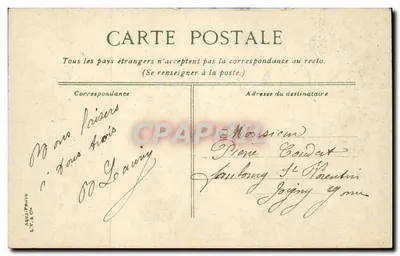 PARIS - O Palácio do Luxemburgo — editor L.V. & Cie, n° 673 — Verso