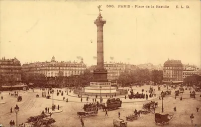 Paris - Praça da Bastilha — coluna da República — E.L.D. n°596