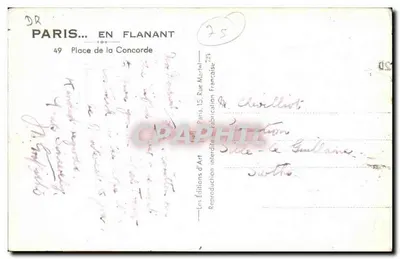 Place de la Concorde — Paryż — Éditions d'Art — Rewers