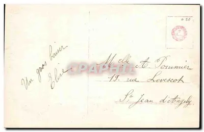 Festa de Páscoa — mulher e dois filhos com cordeiro — n° 2813/44 — Verso