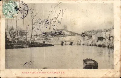St-Savinien-sur-Charente — vue du pont et du fleuve — éditeur non identifié, n° de série non visible