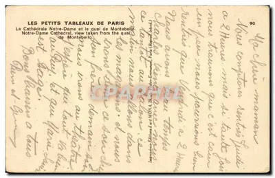 Notre-Dame w Paryżu — widok z nabrzeża Montebello — wydawca MONA, nr 90 — Rewers