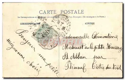 Pez de abril — Cupido niño con pez — A. Béguet & Cie, serie 1.C — Reverso