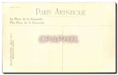 Place de la Concorde — Paryż — Wydawnictwo Art YVON, seria 3, nr 3 — Rewers