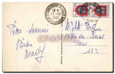 Saint-Christophe (I.-et-L.) — Statua Świętego — Całkowita wysokość 4 m. 50 — Wydawnictwo Perrin — Rewers