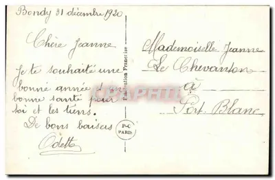 Jovem mulher com grande laço violeta — RC 11 — P-C Paris — Verso