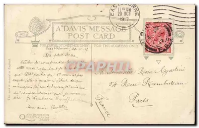 Zimowy krajobraz — A.DAVIS MESSAGE POST CARD — A.M. Davis & Co. London — Rewers