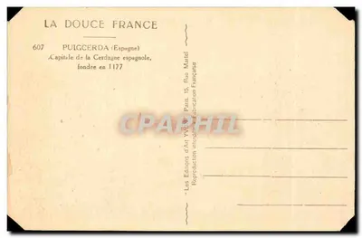 Puigcerdà (Espanha) — Capital da Cerdagne espanhola — Éditions d'Art Yvonne, Paris — Verso