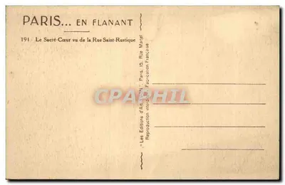 O Sacré-Cœur visto da Rue Saint-Rustique — Paris — Éditions d'Art VON, n°191 — Verso
