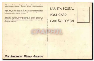 Casal almoçando ao ar livre — Buenos Aires — Pan American World Airways — Verso