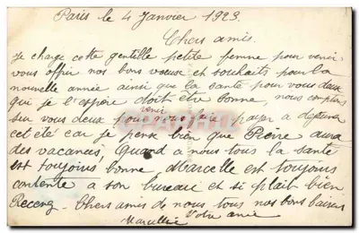 Mulher com casaco vermelho e chapéu de inverno — Boa Ano — DIX Paris 2667 — Verso
