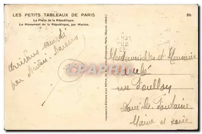 Place de la République — Pomnik Republiki — Éditions d'art Morice, n°86 — Rewers