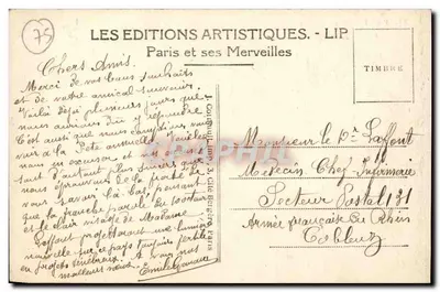 PARIS — Pejzaż Place de la Concorde, wykonany z Sacré-Cœur w Montmartre — LIP — Rewers