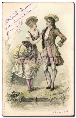 Deux personnages en costume d'époque — A. & B. n° 15.2.04