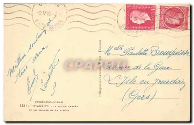 Biarritz - A Rocha Virgem — Héliogravure Labouchère - Toulouse — Verso