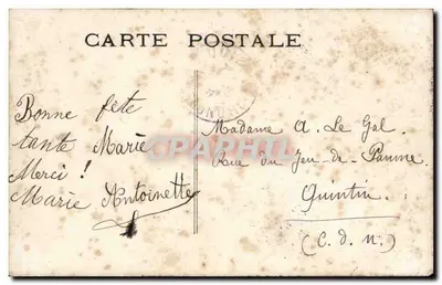 Femme en robe rose tenant un bouquet — Bonne Fête 1909 — éditeur inconnu, n° 28 — Rewers