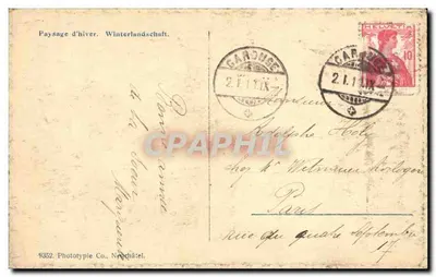 Paisagem de inverno — Winterlandschaft — Phototypie Co., Neuchâtel n°9352 — Verso