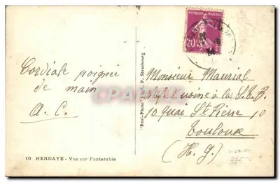 Hendaye — Widok na Fontarabie — wydawca 'Real-Photo' P. P. n°10 — Rewers