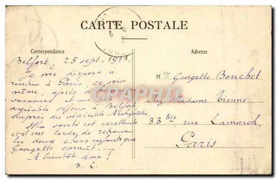 Belfort — O Leão — Obra de M. Bartholdi — Edit. P. P. - B. — Verso