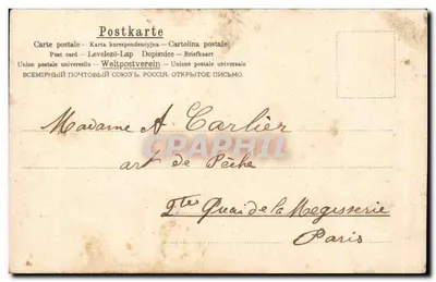 Kwiaty i krajobraz — kartka pocztowa z 1905 — wydawca nie widoczny — Rewers