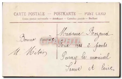 Donna in abito blu che deposita una carta — Buon Anno — Editore anonimo, n° 4137 — Verso