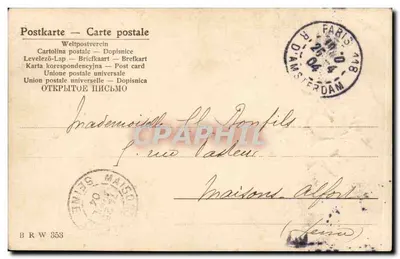 Flores de trevo — carta postal multilingue — editor B R W 353 — Verso