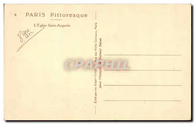 A Igreja de São Agostinho — Paris — Editado pelos Estabelecimentos YVON, Paris — Verso