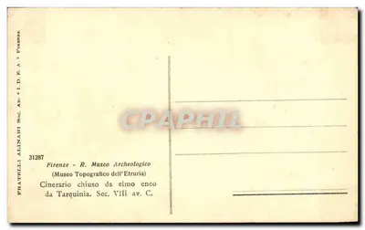Cinerario etruszki — VIII p.n.e. — Fratelli Alinari, n° 31287 — Rewers