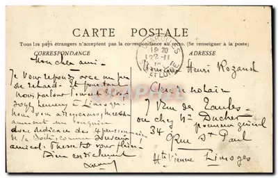 Lamartine aos 20 anos — gravura de Steel — editada pela Société des Cartes Postales Françaises — Verso