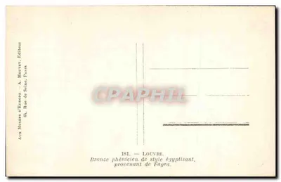 Fenicka statua w stylu egipskim — Bronza pochodząca z Fagra — Wydawca A. Moutet, Paryż — Rewers