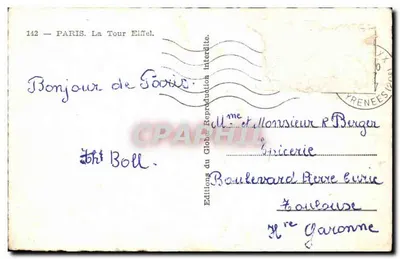 Paris — A Torre Eiffel — Édug 124 — Verso