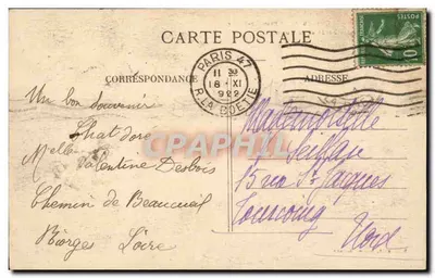 Omgeving van Roanne — Kasteel van St Priest-la-Roche langs de oe van de Loire — Uitgaven A. Bonla, Roanne — Achterkant