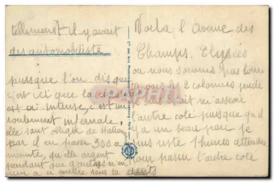 Avenida dos Campos-Élisée — Paris — editor Cie des Arts Photographiques, n° 526 — Verso