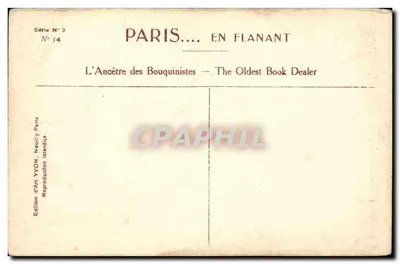 Nuestra Señora de París — El Antepasado de los Libreros — Edición de Arte YVON, N° 54 — Reverso