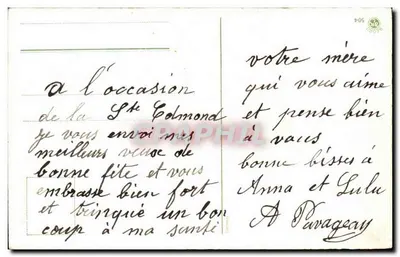 Buquê de rosas e violetas — 'Bom dia' — editor não visível — Verso