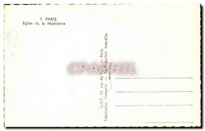 Igreja da Madeleine — Paris — U.A.T. Paris — Verso