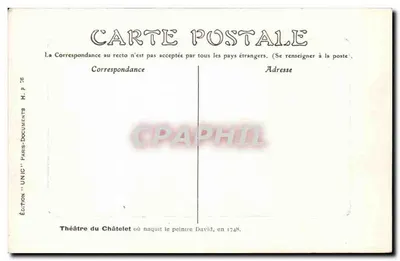 Teatr Châtelet — Paryż — Wydanie 'UNIC' PARIS-DOCUMENTS — Rewers