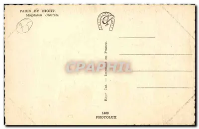 Paryż w nocy - La Madeleine — wydawca Photolux, nr 1469 — Rewers