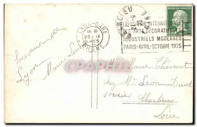 Dziewczyna z bukietem kwiatów — Międzynarodowa Wystawa Sztuki Dekoracyjnej i Przemysłowej 1925 — Lyon-Gare — Rewers
