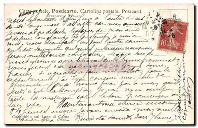 Cernobbio — Vista do lago de Como — Carte postale française — Verso