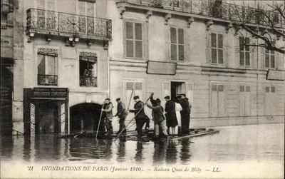 Inundações de Paris (Janeiro 1910) — Bote Quai de Billy — LL.