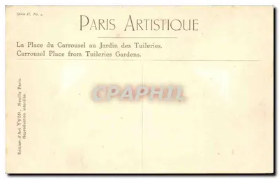 Place du Carrousel in het Tuilerieënpark — Parijs — Artistieke uitgave YAVON, Serie II, Nr. 4 — Achterkant