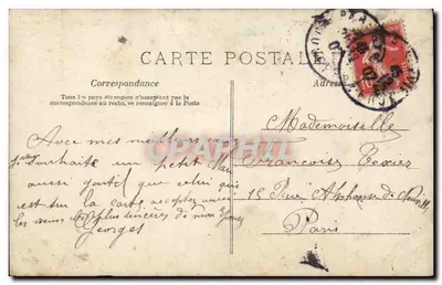 Homem com bigode segurando um buquê — Boa Ano — A.N. PARIS, n° 677 — Verso