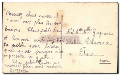 Quatro crianças brincando de piquenique — Amical Souvenir — La Fournière, Foto ao Ar Livre, n°1341 — Verso