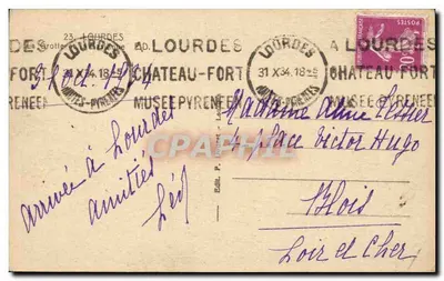 Lourdes — A Gruta de Massabielle — Editor P. Loubet, n° 201 — Verso