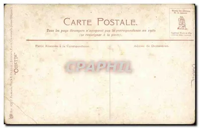 Homem conduzindo dois cavalos em uma floresta — ilustração de Harry Payne — editor Ollette & Cie, Paris — Verso