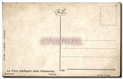 La Flora (szczegółowy obraz Primavery) — Botticelli — Wydawnictwo E. SBORGi, nr 430 — Rewers
