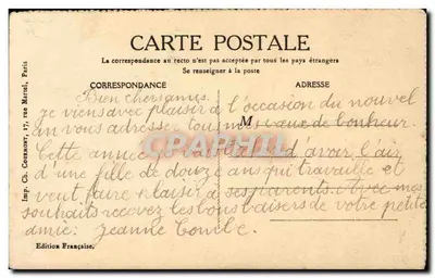 Salpiglosis — flores rosas em um vaso amarelo e verde — Edição Francesa — Verso